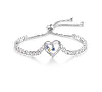 kaululu Bracciale Personalizzato Donna con Nomi Inciso Bracciale Regolabile con Pietra Natale Incisione Regalo per Mamma, Nonna (A-Nome 3)