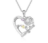 kaululu Collana con Nome Collana con Incisione Personalizzata Collana con Ciondolo Cuore Collana Madre Dalla Figlia Regali di Compleanno per La Festa Della Mamma (Nomi 2)