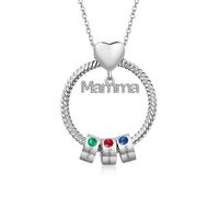 kaululu Collana Personalizzata per Donna Collana a Cerchio per Mamma con Nomi Incisi Ciondolo con Pietre Portafortuna per Madre Mamma Moglie