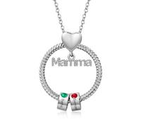 kaululu Collana Personalizzata per Donna Collana a Cerchio per Mamma con Nomi Incisi Ciondolo con Pietre Portafortuna per Madre Mamma Moglie