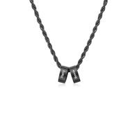 kaululu Collana Uomo Personalizzata con Nome Incisione Collana Acciaio Inossidabile con Perline per Bff Famiglia Amicizia Regalo Papà Compleanno Natale Festa del Papà (Nero-2 Names)