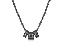 kaululu Collana Uomo Personalizzata con Nome Incisione Collana Acciaio Inossidabile con Perline per Bff Famiglia Amicizia Regalo Papà Compleanno Natale Festa del Papà (Nero-4 Names)