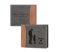 kaululu Portafoglio da Uomo Personalizzato con Nome Foto Portafoglio in Pelle per Papà con Porta Carte di Credito Monete RFID Regali per Papà, Nonno, Marito Natale Compleanno (C-Papà e Figlia)