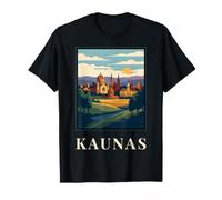 Kaunas, Lituania, Storico, Orizzonte, Città, Vendemmia, Retro, Viaggio Maglietta