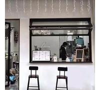 Kaverno Finestra in Alluminio Pieghevole, Scorrevole per Cucina, Vetro Temperato Personalizzato con Pellicola Solare E Guanti Inclusi per Chioschi O Furgoni(Black,WxH 24x46in/61x117cm)