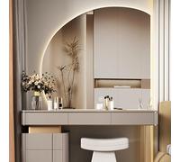 Kaverno Semicerchio Specchio Da Bagno, Specchio Semicerchio Con Led, Bagno Senza Cornice, Taglio Giusto Adatto a Negozi di Abbigliamento(80 * 80cm/31.5 * 31.5")