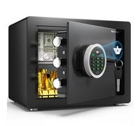 Kavey Cassa Sicura da 32L, Cassaforte per Casa con Tastiera Digitale e Sistema di Allarme Doppio, Cassaforte per Denaro con Funzione Mute e Luce LED, Cassaforte con Ripiano Rimovibile