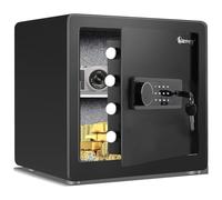 Kavey Cassaforte 40L tastiera touch screen retroilluminata e doppio sistema di allarme, cassaforte per soldi con funzione mute e luce LED, sicura per denaro, documenti e oggetti di