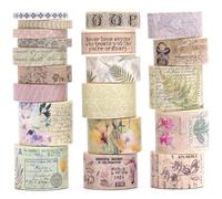 KAVI' S 20 rotoli Washi Tape Set, nastro vintage adesivo decorativo per arte ispirata a foglia d'oro nastri, per arti, pallottola di giornale, scrapbooking, fai da te, imballaggio (Wilderness Remians)