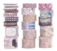 KAVI' S 20 rotoli Washi Tape Set, nastro vintage adesivo decorativo per arte ispirata a foglia d'oro nastri, per arti, pallottola di giornale, scrapbooking, fai da te, imballaggio (Anna's Letters)
