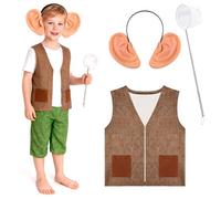 Kavoc 3 costumi giganti con fascia per orecchie, gilet, rete da pesca, per la Giornata mondiale del libro, la settimana del libro, costume (6 anni)
