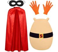 Kavoc Costume da super patata con mantello rosso, guanti neri arancioni e maschera nera per cosplay per la Giornata mondiale del libro