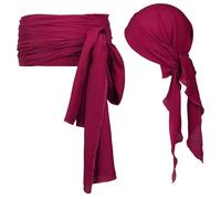 Kavya Bandana Pirata Uomo & Donna Accessori Pirata Cintura Sciarpa Rosso Bandana Medievale da Pirata per Halloween Bambini e Adulti