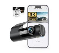 KAWA 3K Dashcam 360° Rotabile, Comando Vocale, Dashcam Auto WiFi | Modalità Parcheggio 24/7,G-Sensor,Visione Notturna,Registrazione in Loop,Controllo App,Scheda TF 32 GB,Camion,Camper,SUV