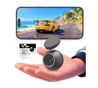 KAWA Dash Cam 2K con controllo vocale, mini telecamera frontale a sfera, supporto girevole a 360°, scheda SD da 32 GB, Wi-Fi e app, sensore G, motore NightEagle, monitoraggio del parcheggio 24 ore