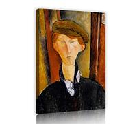 KAWAAI Camera Decor Estetica Amedeo Modigliani Giovane uomo con berretto Poster Dipinti decorativi Tela Wall Art Soggiorno Poster 75x50cm Quadro interno