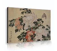 KAWAAI Katsushika Hokusai Poster Peonie e Farfalla Arte murale tradizionale giapponese Ukiyo-e stampe per soggiorno Camera da letto Decor 80x120cm Quadro interno