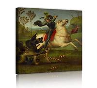 KAWAAI San Giorgio e il drago di Raffaello World's Famous Paintings Series Canvas Wall Art Home Decor Gallery Avvolto teso 80x80cm Quadro interno
