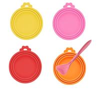 KAWAAN 4 Pezzi Coperchio per Scatolette Cani, Coperchi Lattine Silicone, Coperchi in Silicone per Lattine di Animali Domestici Tappi per Lattine con Taglia 3 in 1, con Cucchiaio