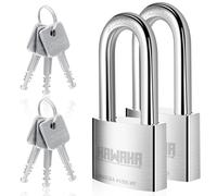 KAWAHA 41/50L-2PS - Lucchetto ad arco lungo 50 mm, ad alta sicurezza, in acciaio inossidabile, con chiave in acciaio inossidabile, per uso interno ed esterno (resistente, antiruggine) (50 mm, con