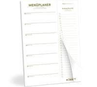 KAWAI-KAMI Agenda per menù, agenda per pasti, blocco note per pasti con lista della spesa a strappo, design minimalista, formato A4, piano giornaliero per una settimana intera, per famiglia, dieta