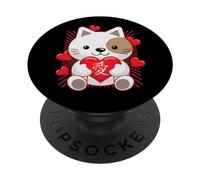 Kawaii amore San Valentino gatto cuore anime cartone animato giapponese PopSockets PopGrip Adesivo