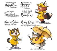Kawaii Animali On Rainy Day Stampi Set per la creazione di biglietti fai da te Scrapbooking Forniture Timbri trasparenti e fustelle in metallo per carte di carta Artigianato Cani piovosi Timbri Parole