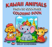Kawaii animals from 50 different countries: Coloring book