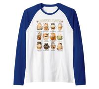 Kawaii Anime caffè Gatti Cappuccino Carino Cat Cafe Design Maglia con Maniche Raglan