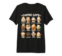 Kawaii Anime caffè Gatti Cappuccino Carino Cat Cafe Design Maglietta Premium
