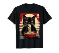 Kawaii Anime Cat Ramen Gatto Giapponese Maglietta