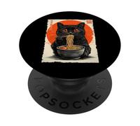 Kawaii Anime Cat Ramen Gatto giapponese PopSockets PopGrip Adesivo