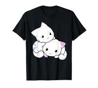 Kawaii Anime Gatti T-Shirt Cute Japanese Kittens Tee Maglietta
