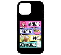 Kawaii Anime Ramen Noodles Sketching Boba Tea Japanese Custodia per iPhone 16 Pro Max