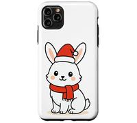 Kawaii Arctic Lepre in sciarpa rossa e cappello di Babbo Natale inverno Custodia per iPhone 11 Pro Max