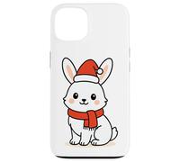 Kawaii Arctic Lepre in sciarpa rossa e cappello di Babbo Natale inverno Custodia per iPhone 13
