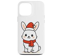 Kawaii Arctic Lepre in sciarpa rossa e cappello di Babbo Natale inverno Custodia per iPhone 13 Pro Max
