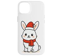 Kawaii Arctic Lepre in sciarpa rossa e cappello di Babbo Natale inverno Custodia per iPhone 14 Plus