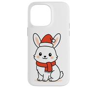 Kawaii Arctic Lepre in sciarpa rossa e cappello di Babbo Natale inverno Custodia per iPhone 14 Pro Max