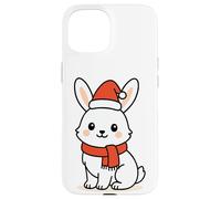 Kawaii Arctic Lepre in sciarpa rossa e cappello di Babbo Natale inverno Custodia per iPhone 15