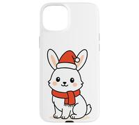 Kawaii Arctic Lepre in sciarpa rossa e cappello di Babbo Natale inverno Custodia per iPhone 15 Plus