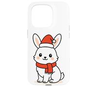 Kawaii Arctic Lepre in sciarpa rossa e cappello di Babbo Natale inverno Custodia per iPhone 15 Pro