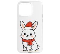 Kawaii Arctic Lepre in sciarpa rossa e cappello di Babbo Natale inverno Custodia per iPhone 15 Pro Max