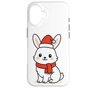 Kawaii Arctic Lepre in sciarpa rossa e cappello di Babbo Natale inverno Custodia per iPhone 16