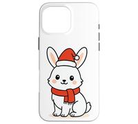 Kawaii Arctic Lepre in sciarpa rossa e cappello di Babbo Natale inverno Custodia per iPhone 16 Pro Max