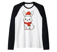 Kawaii Arctic Lepre in Sciarpa Rossa e Cappello di Babbo Natale Inverno Maglia con Maniche Raglan