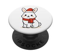 Kawaii Arctic Lepre in sciarpa rossa e cappello di Babbo Natale inverno PopSockets PopGrip Adesivo