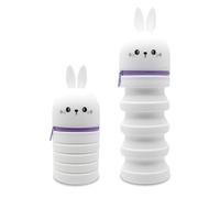 Kawaii Astuccio Scuola, 2 in 1 Astucci Portapenne in Morbido Silicone, Astuccio in Silicone Estensibile, Chiusura con Cerniera, Espandibile Portapenne per Ragazze, Ragazzi (Coniglietto Bianco)