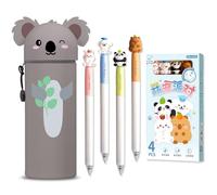 Kawaii Astuccio Scuola 2 in 1 in Morbido Silicone - Gel cancellabile, inchiostro termosensibile (Adorable Erasable Pen + Koala)