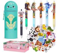 Kawaii Astuccio Scuola 2 in 1 in Morbido Silicone - Gel cancellabile, inchiostro termosensibile (Shan Hai Jing Erasable Pen + Turtle)